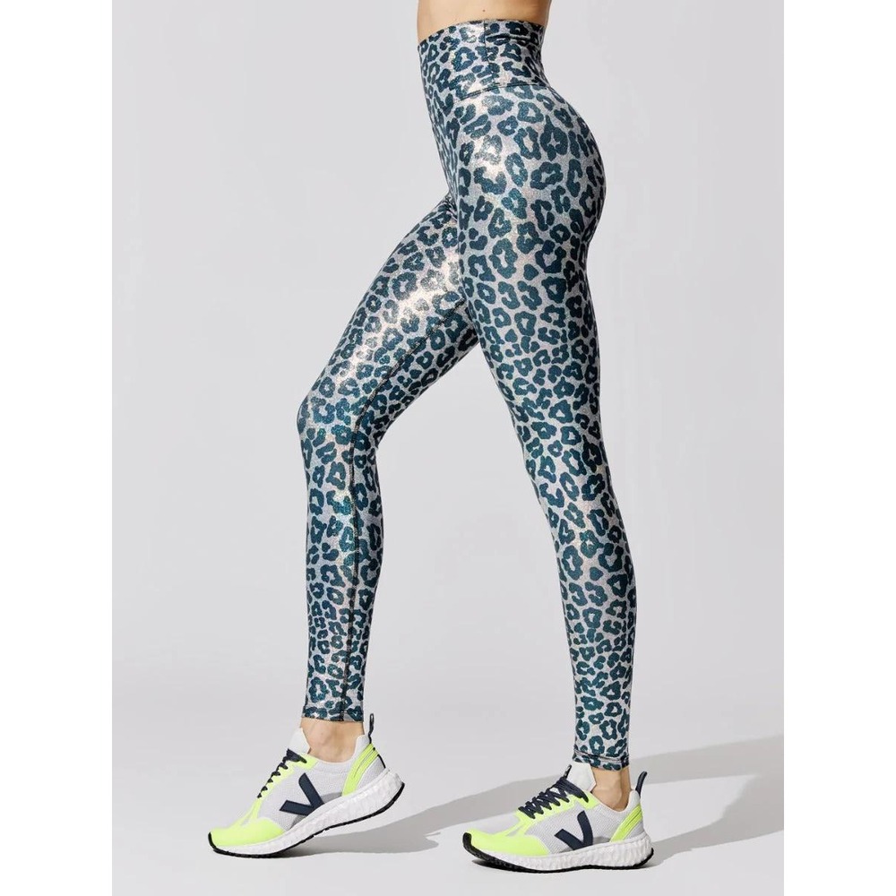 BEACH RIOT Womens Hologram Piper Legging Leopard Print Size Large High Waisted